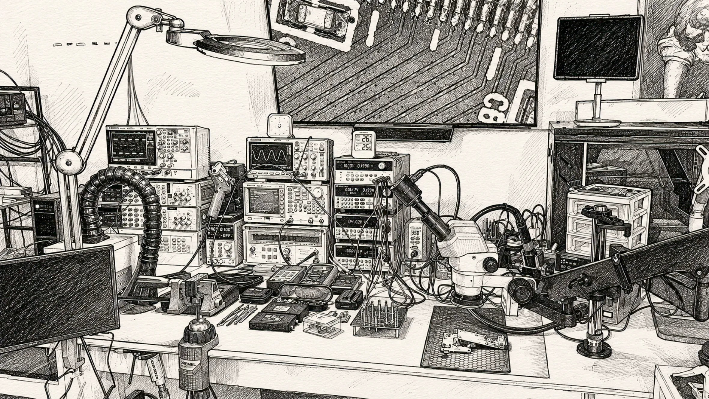 Drawing of my electronics lab