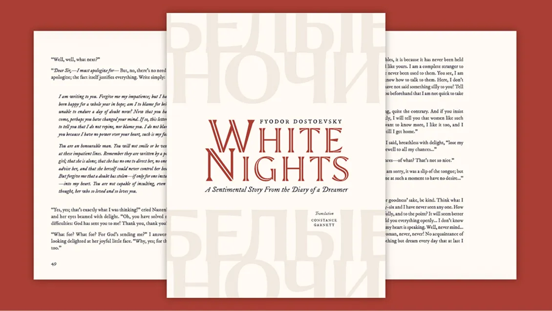 Cover and interior spread of my edition of White Nights